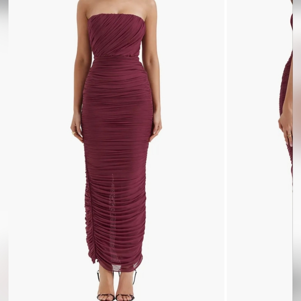 House of CB Windsor Wine Mesh Dress